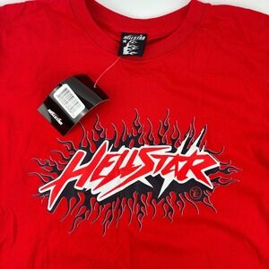 NEW Hellstar Womens Small T-Shirt Red Flame Logo Short Sleeve Streetwear Skater